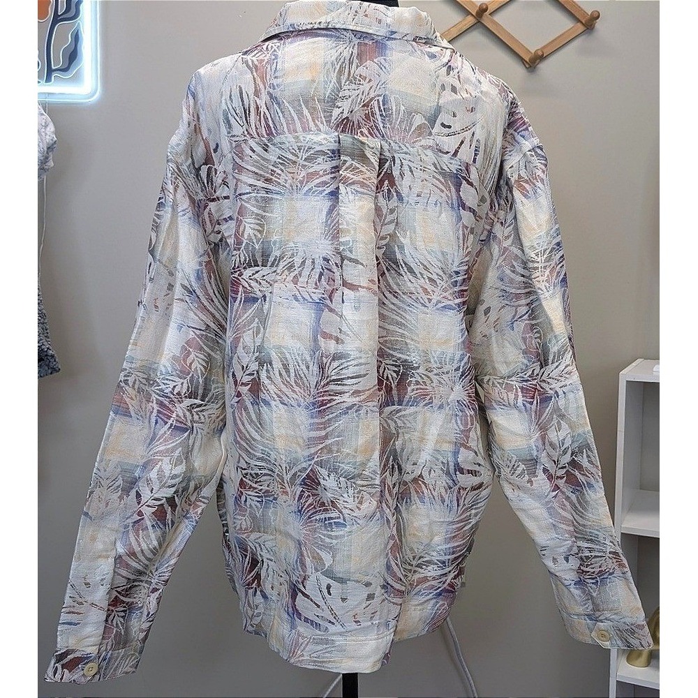 Tintoria Mattei 954 Men's Large Over Fit Linen Blend Tropical Palm Shirt NWT - Picture 3 of 7